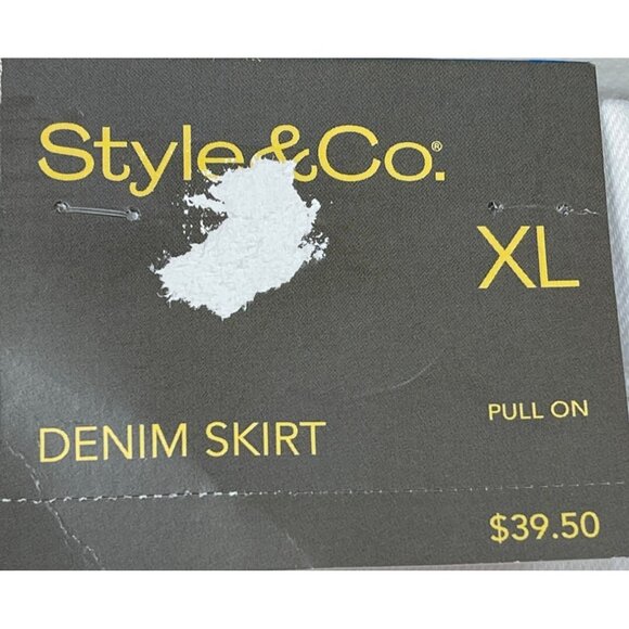 Style & Co. XL White Denim Pull-On Skirt With Back Pockets - Picture 7 of 9